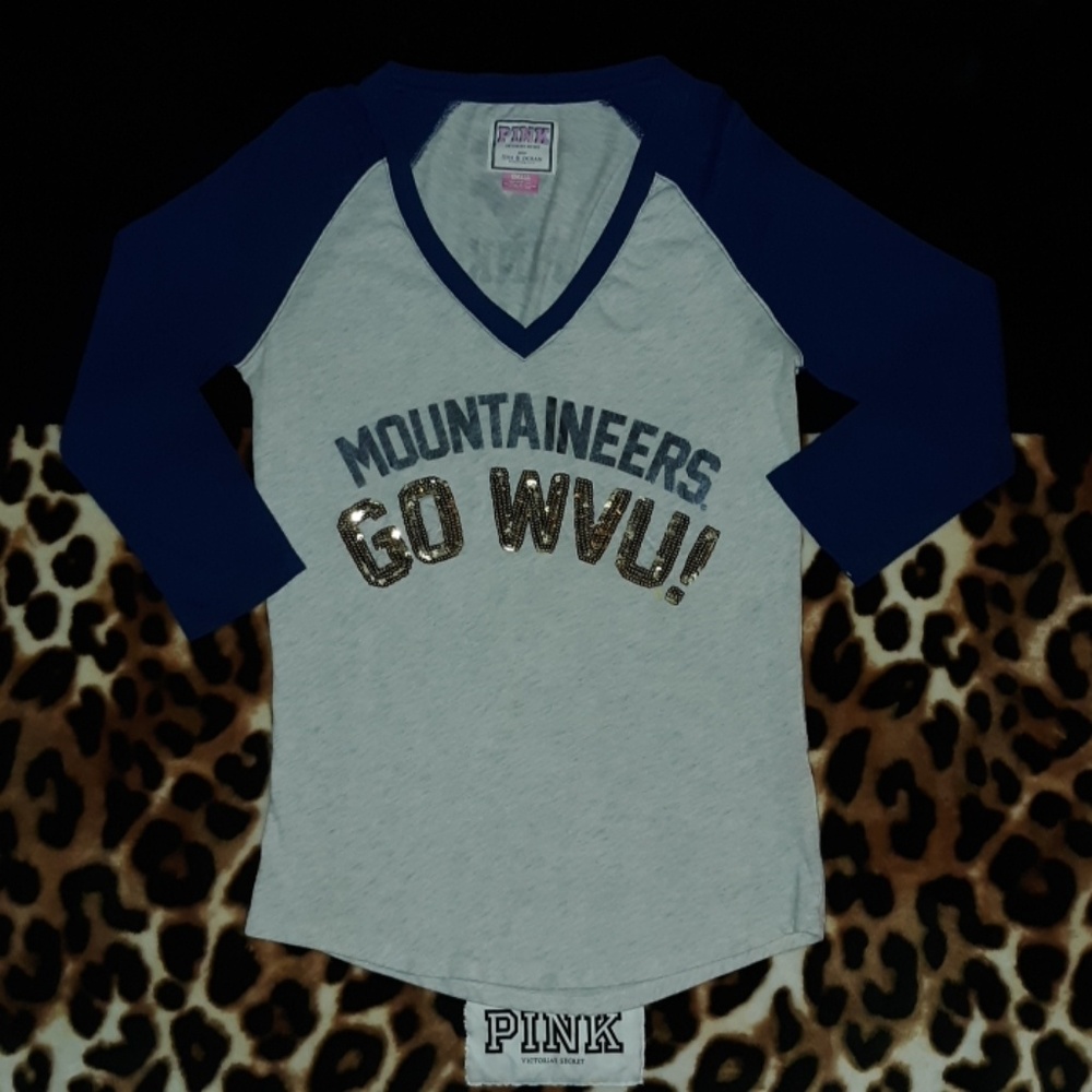 Vs pink bling wv mountaineer quarter sleeve